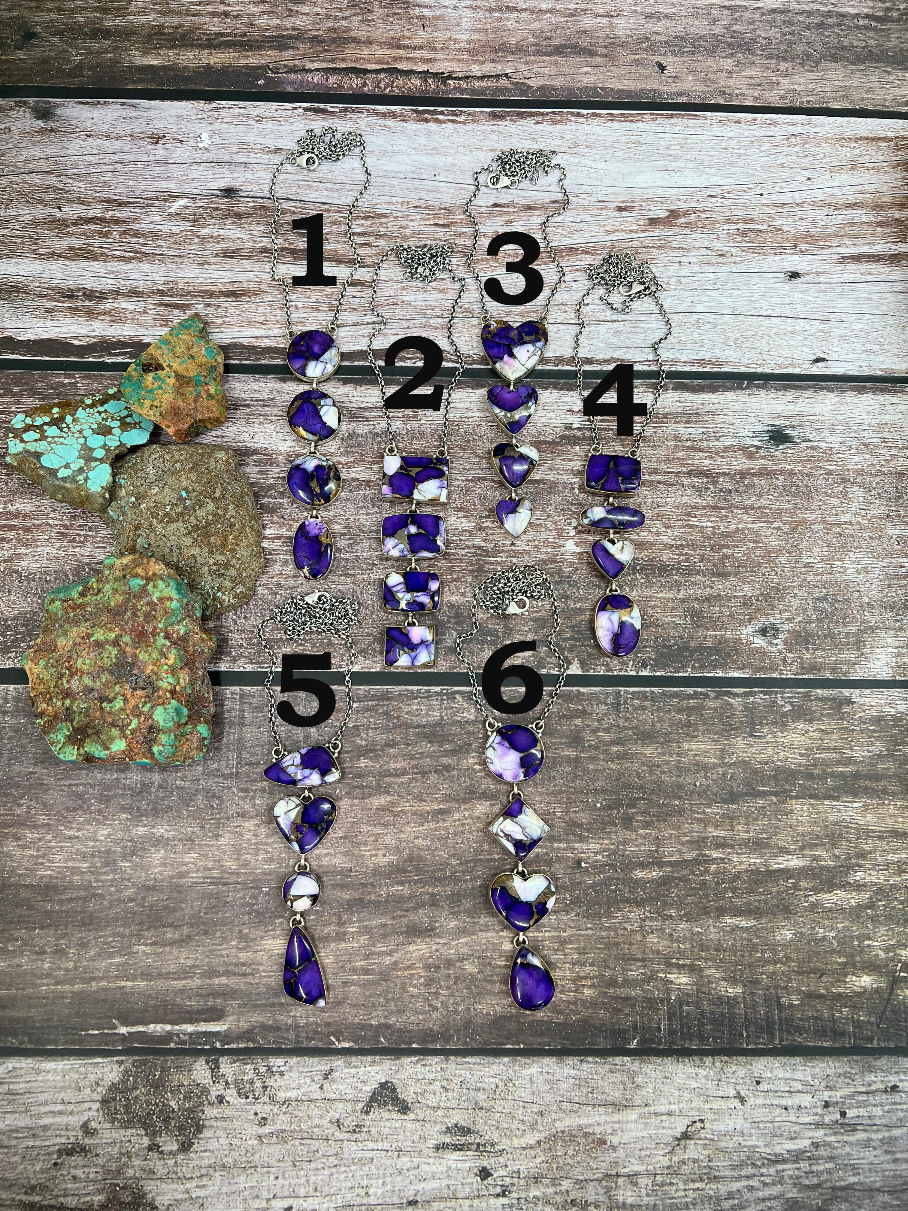 Handmade Sterling Silver Purple Ice Rose Dahlia Necklace with Signed Nizhoni