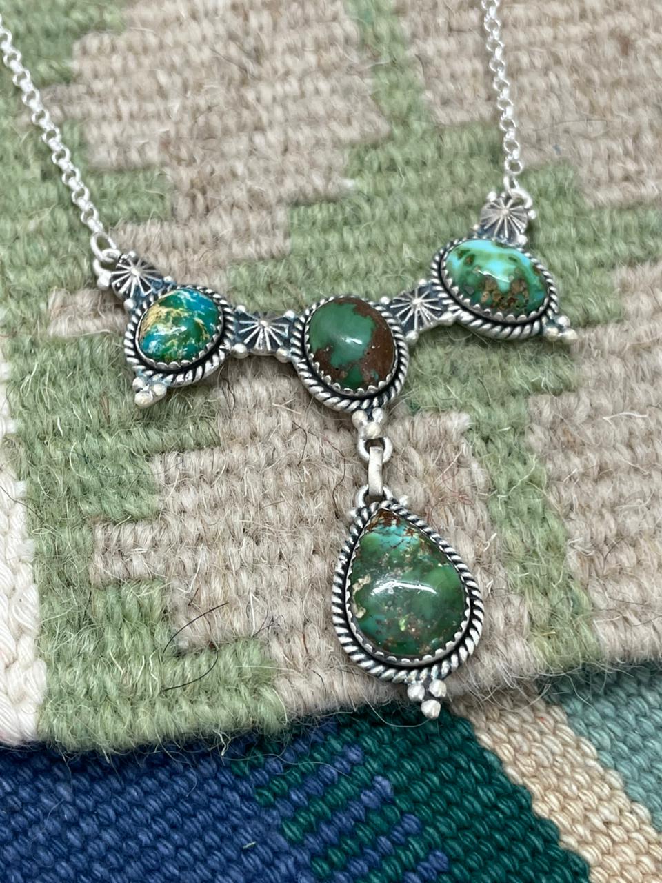 Handmade Sterling Silver Sonoran Mountain Turquoise Necklace "Signed Nizhoni"