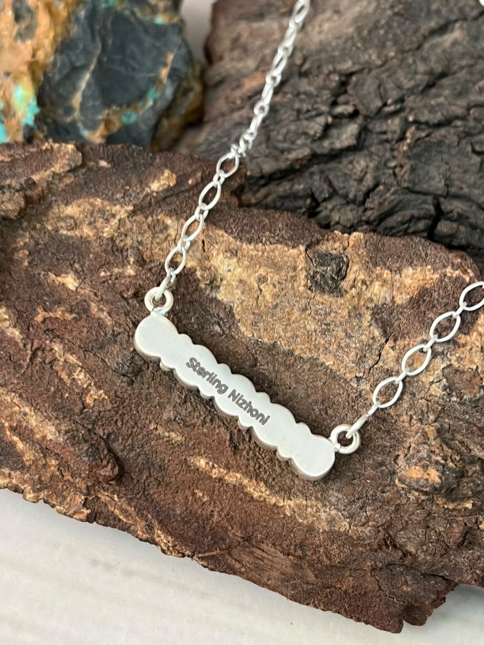 Handmade Sterling Silver Kingman Turquoise Necklace Signed Nizhoni