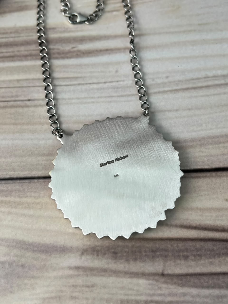 Handmade Sterling Silver Kingman Turquoise Necklace Signed Nizhoni