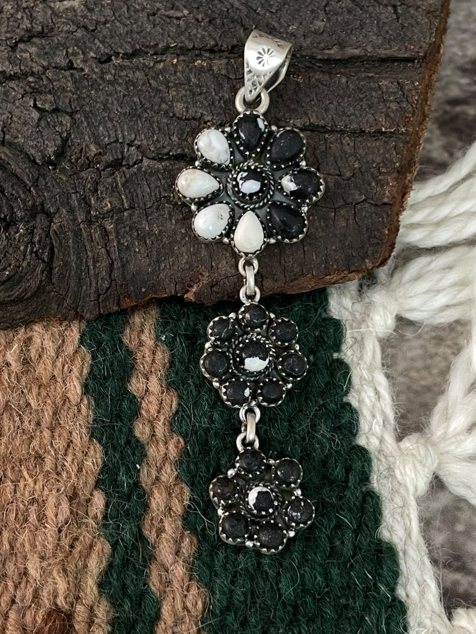 Handmade Sterling Silver White Buffalo Pendant Signed Nizhoni