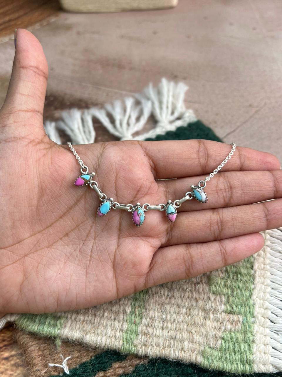 Handmade Sterling Silver Cotton Candy Necklace "Signed Nizhoni"