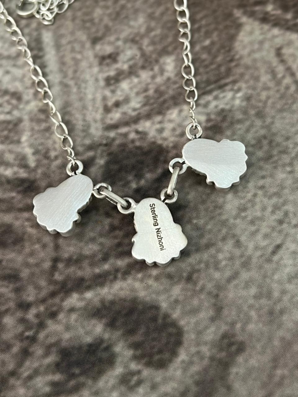 Handmade Sterling Silver White Buffalo Necklace "Signed Nizhoni"