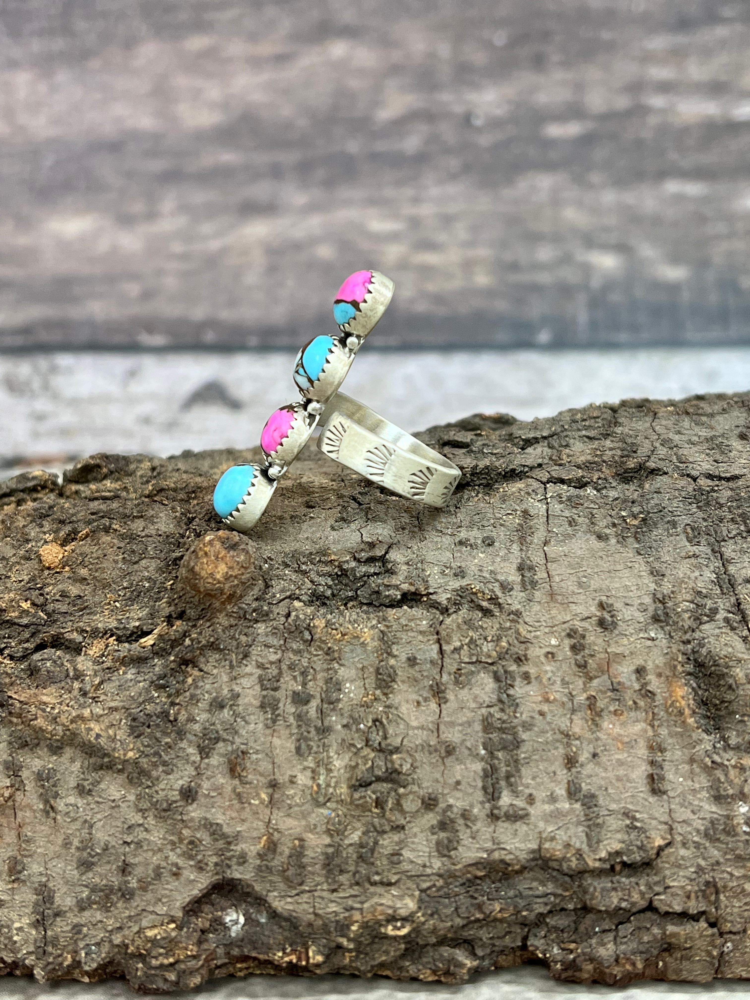 Handmade Sterling Silver Cotton Candy Adjustable Ring Signed Nizhoni (7)