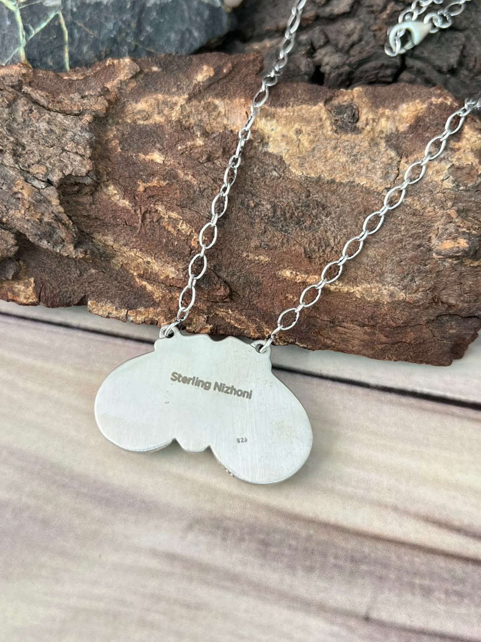 Handmade Sterling Silver Gem Silica Collection: Necklace Signed Nizhoni