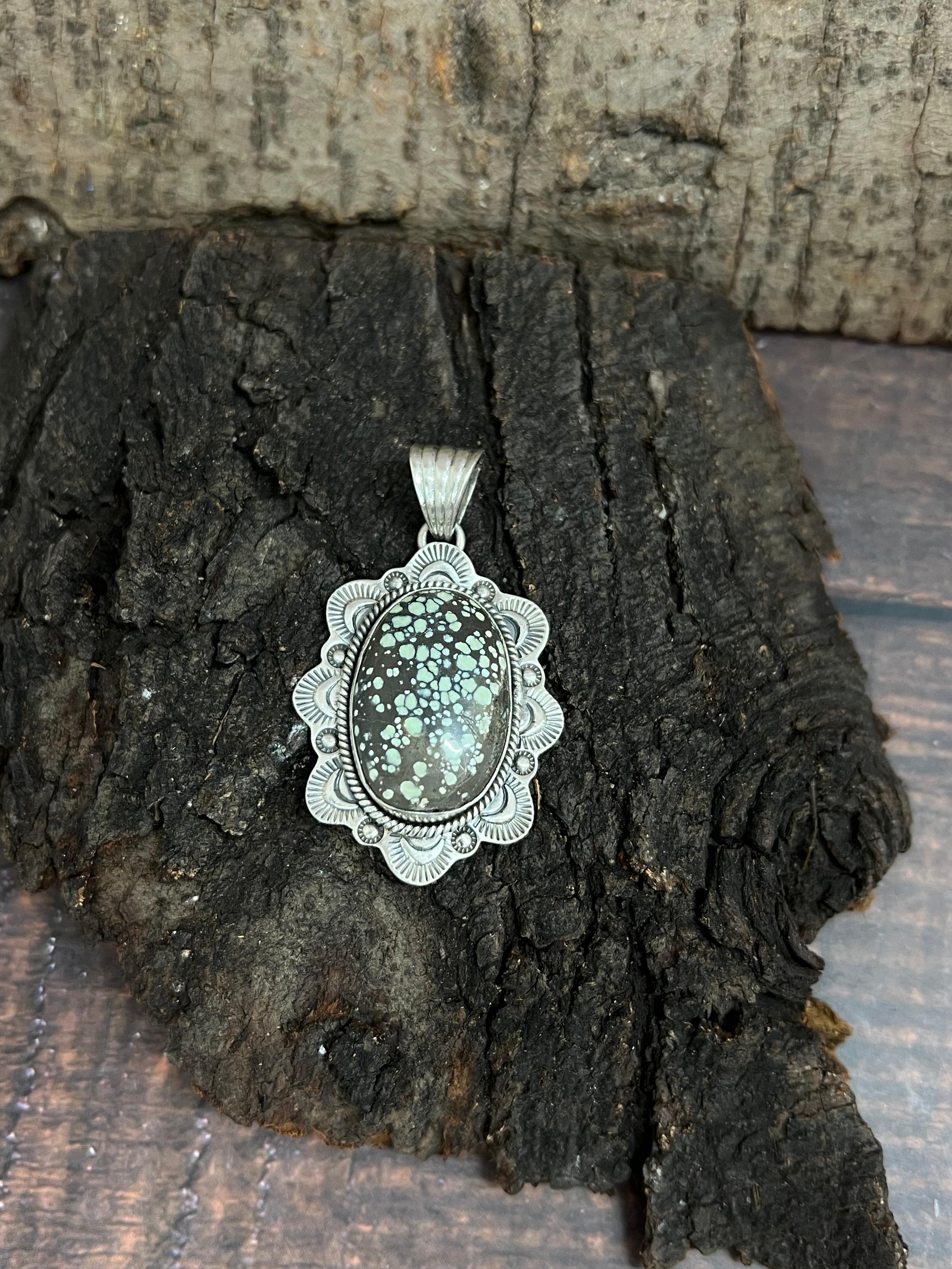 Handmade Sterling Silver Starfox Variscite Pendant Signed Nizhoni