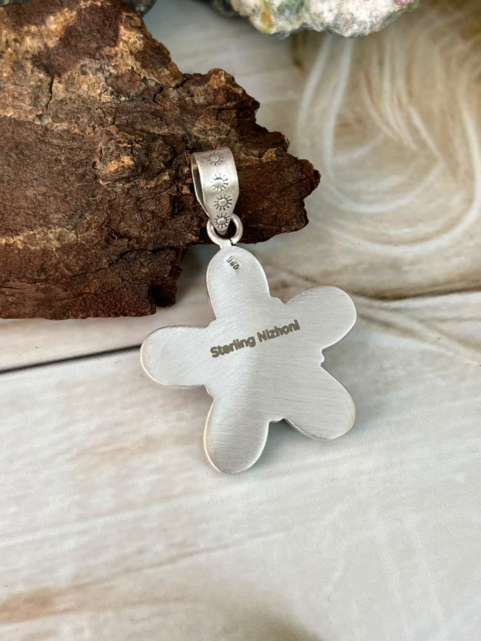 Handmade Sterling Silver Wildhorse Magnesite Pendant Signed Nizhoni