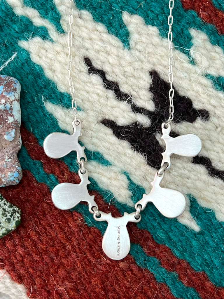 Handmade Sterling Silver Palomino Turquoise Necklace with Signed Nizhoni