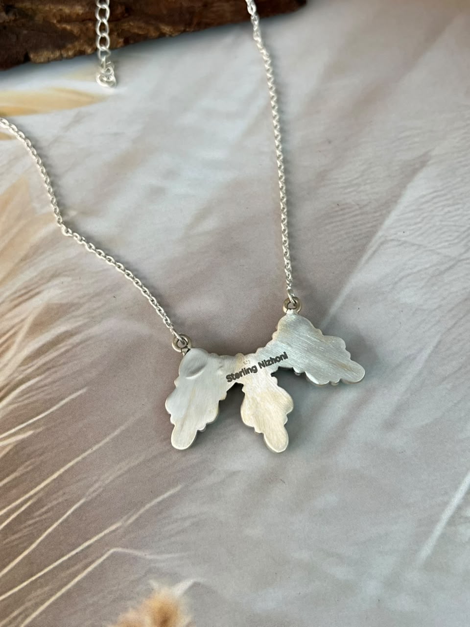 Handmade Sterling Silver Kingman Turquoise Necklace Signed Nizhoni