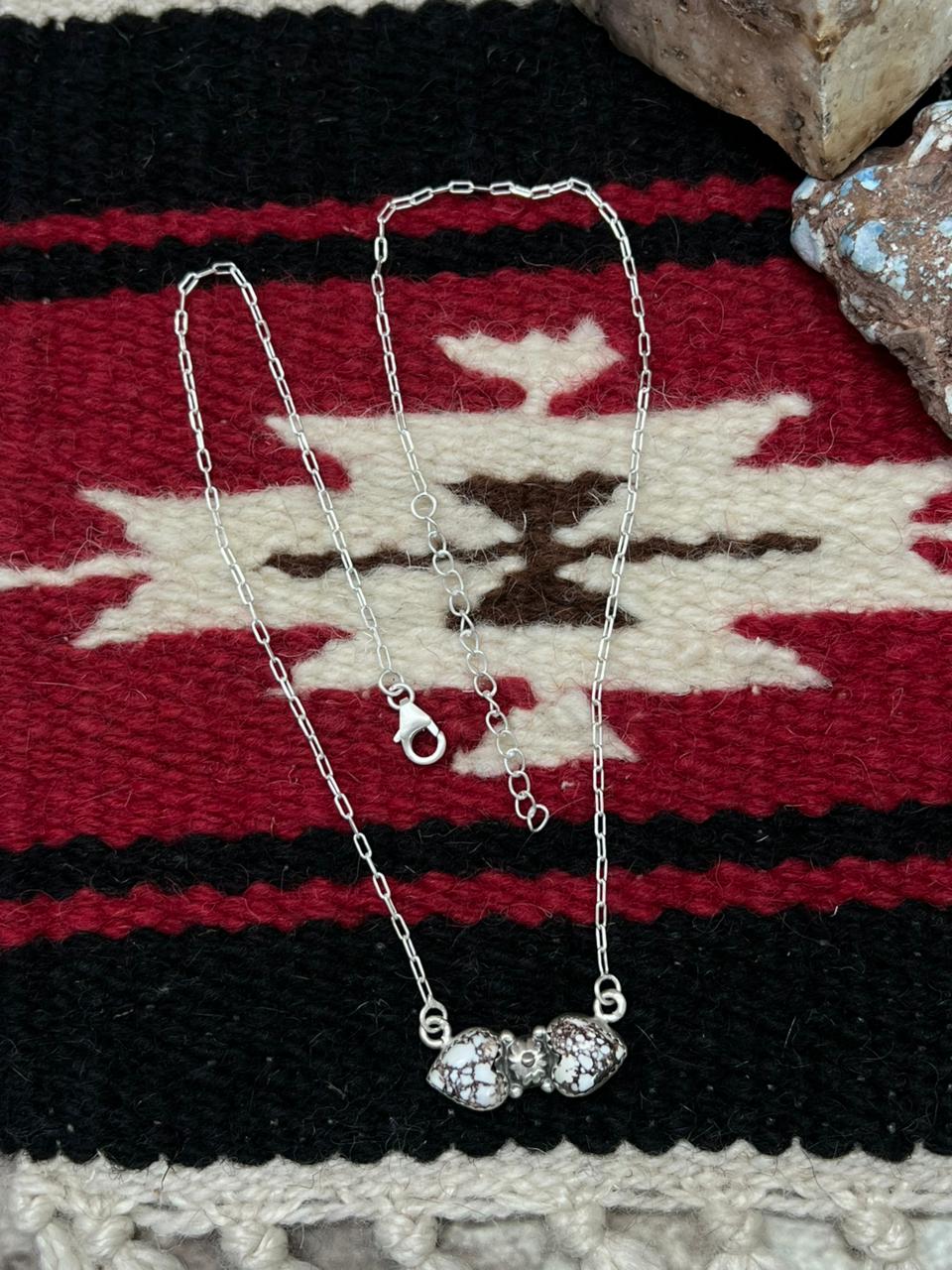 Handmade Sterling Silver Wild Horse Magnesite Necklace "Signed Nizhoni"