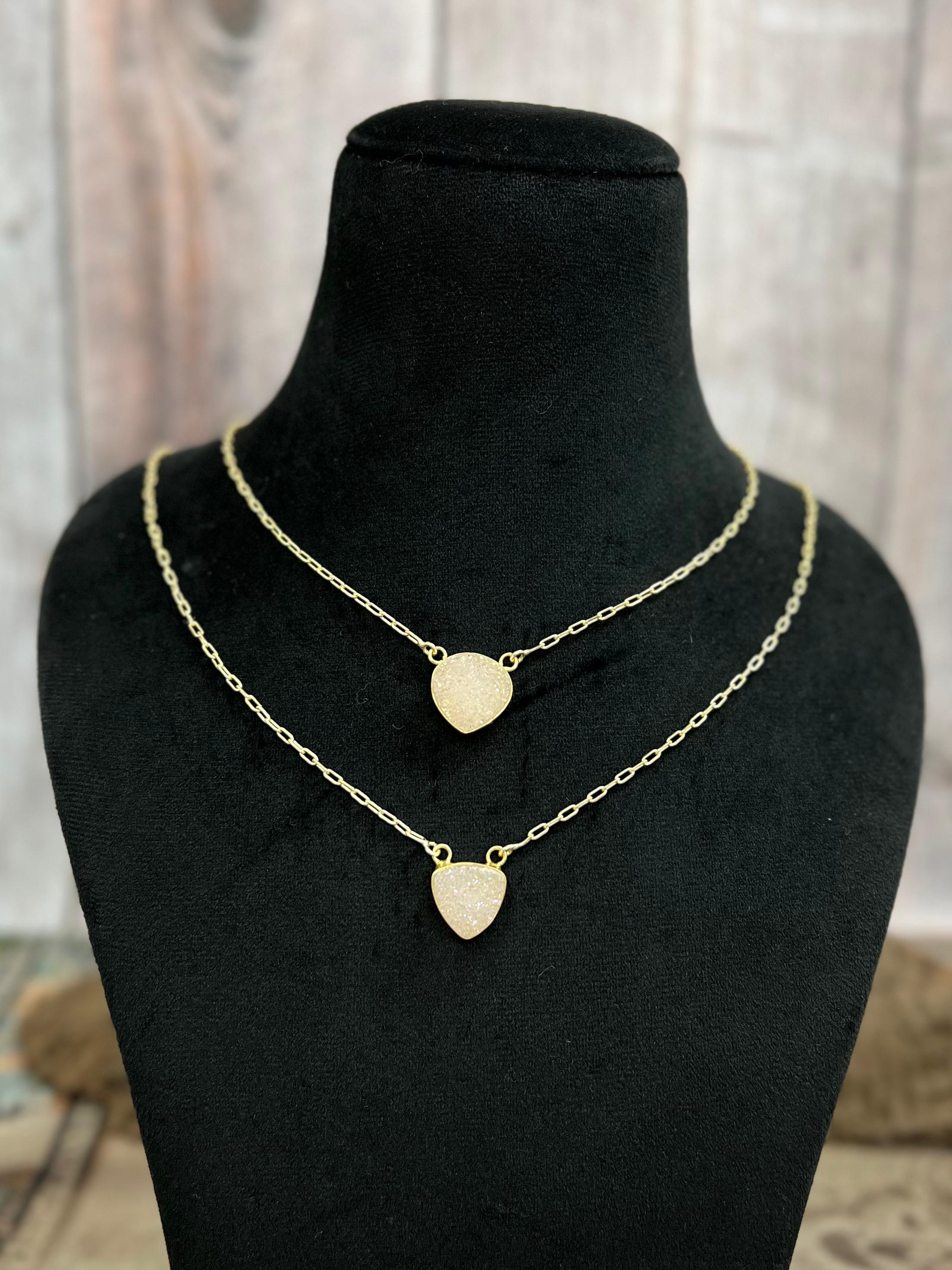 “The Boho Collection” Handmade Natural White Druzy Necklace 2 Styles