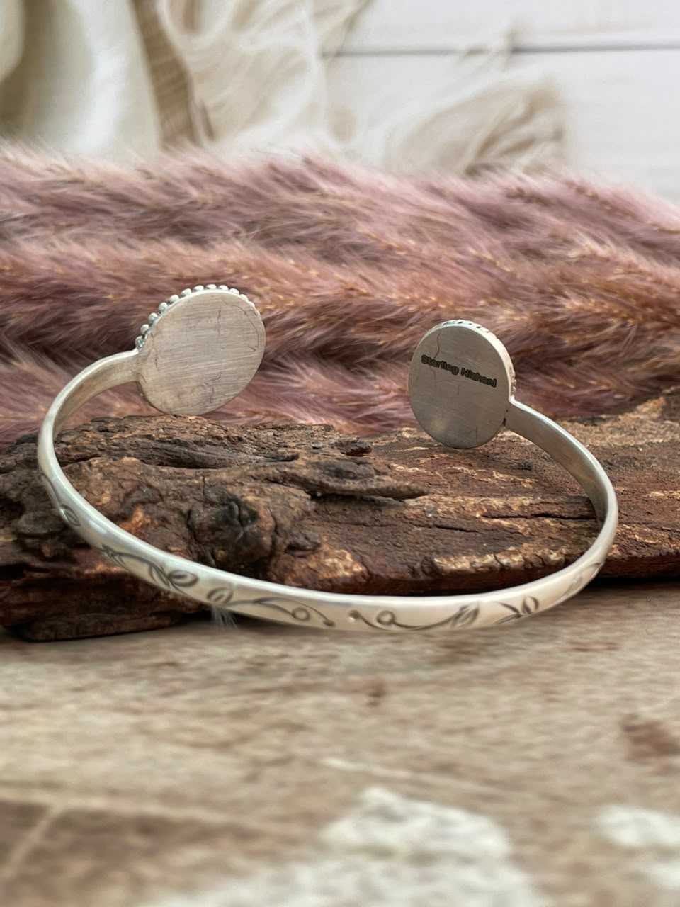 Handmade Sterling Silver Egyptian Turquoise Collection: Cuff Bracelet Signed Nizhoni