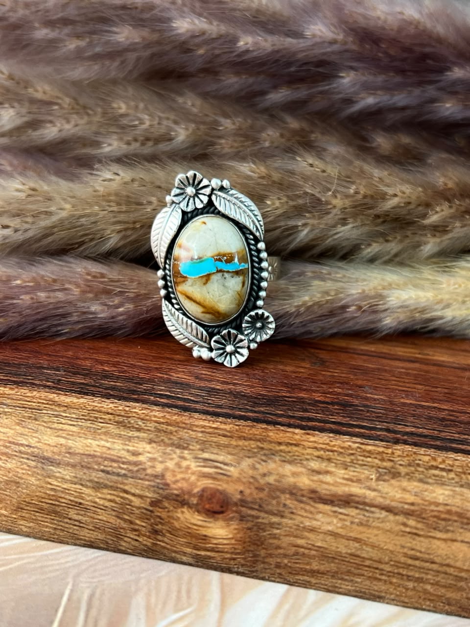 Handmade Sterling Silver Royston Turquoise Adjustable Ring Signed Nizhoni (9)