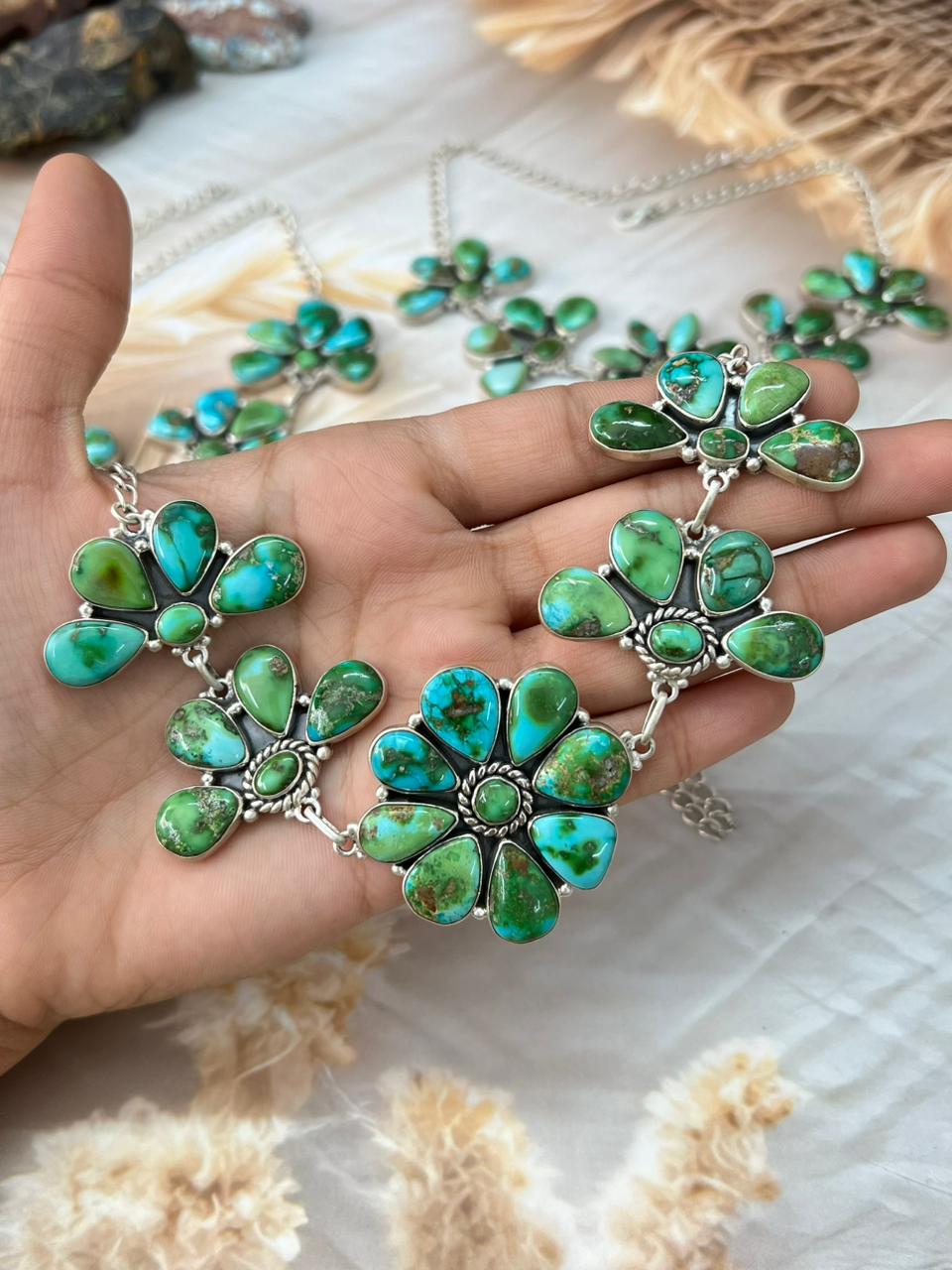 Handmade Sterling Silver Sonoran Mountain Turquoise Necklace "Signed Nizhoni"