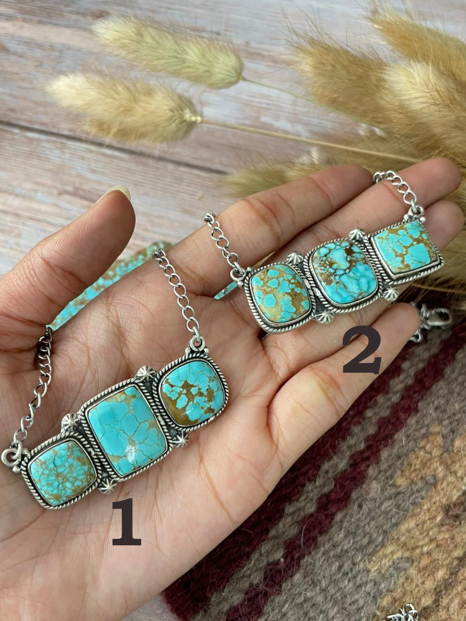 Handmade Sterling Silver Number 8 Turquoise Necklace "Signed Nizhoni"