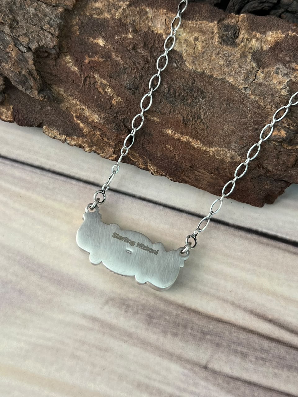 Handmade Sterling Silver Gem Silica Collection: Necklace Signed Nizhoni