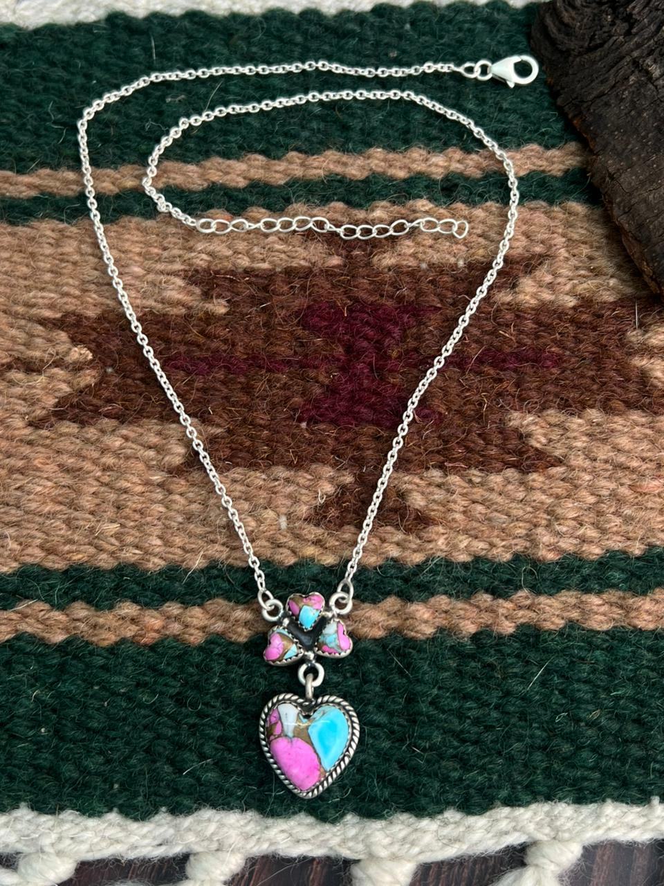 "Heart Collection" Handmade Sterling Silver Cotton Candy Necklace "Signed Nizhoni"