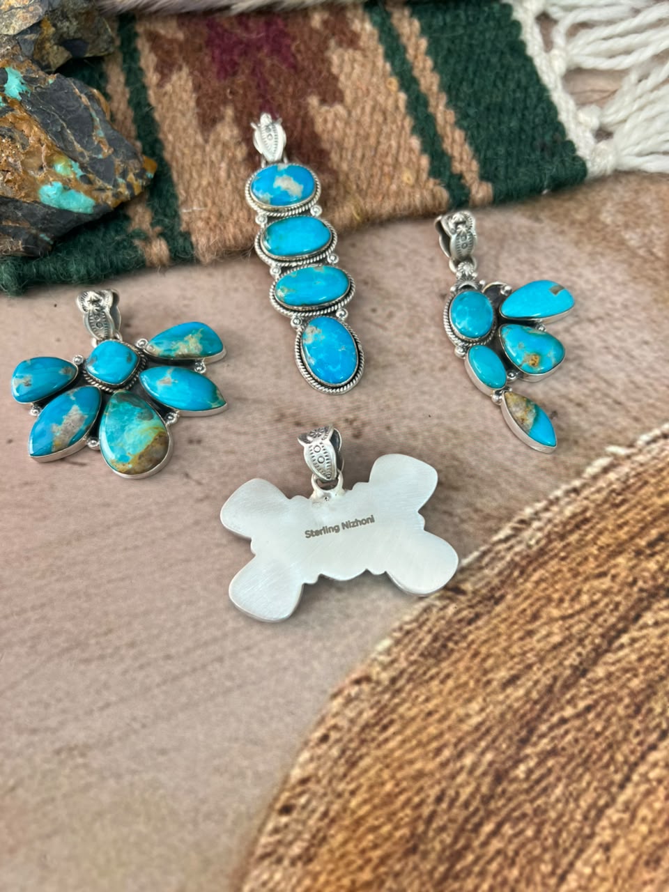 Handmade Sterling Silver Hardy Pit Collection: Pendant Signed Nizhoni