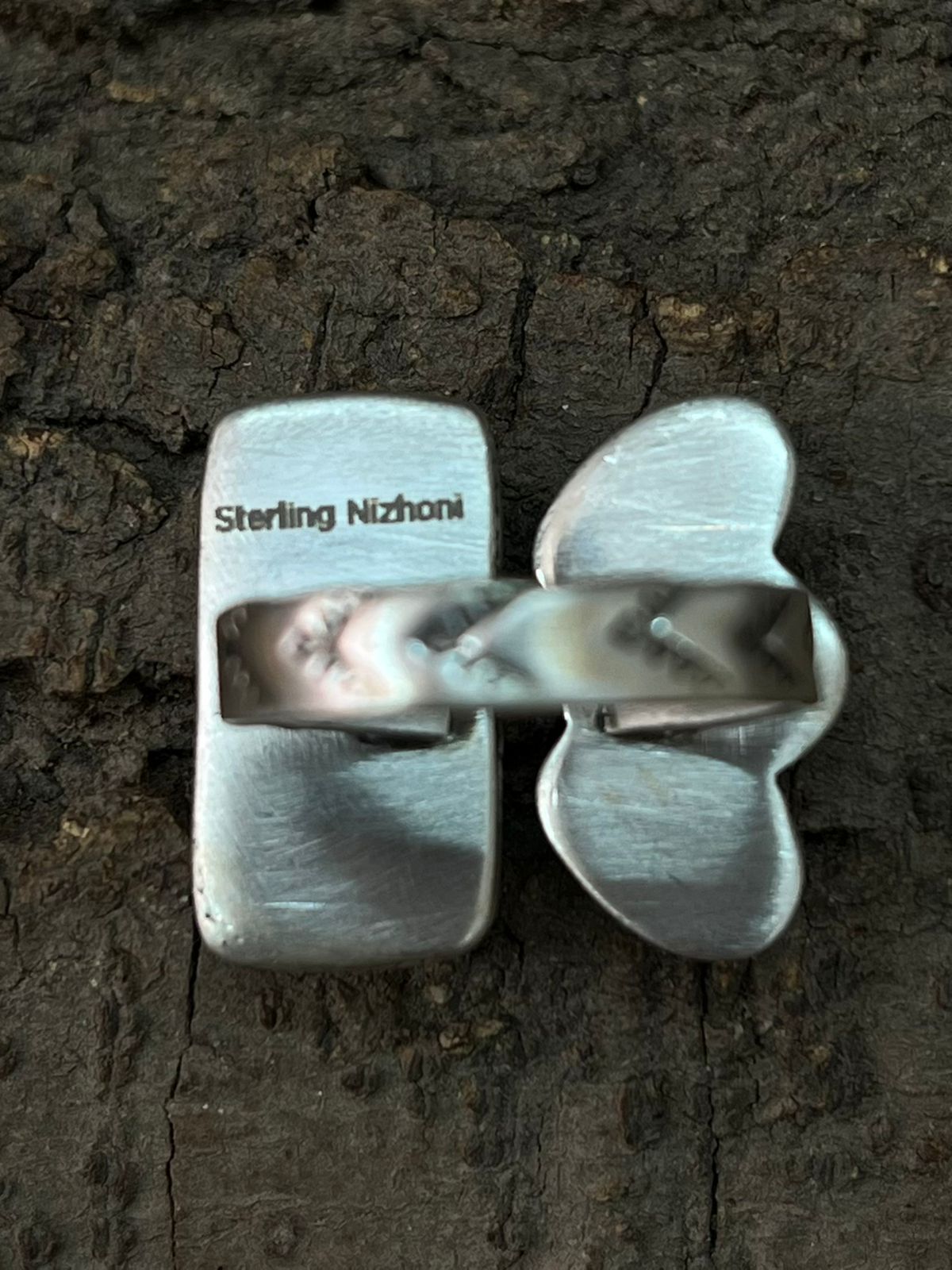 Handmade Sterling Silver Orange Mohave with White Buffalo, Kingman, Lapis Adjustable Ring "Signed Nizhoni"