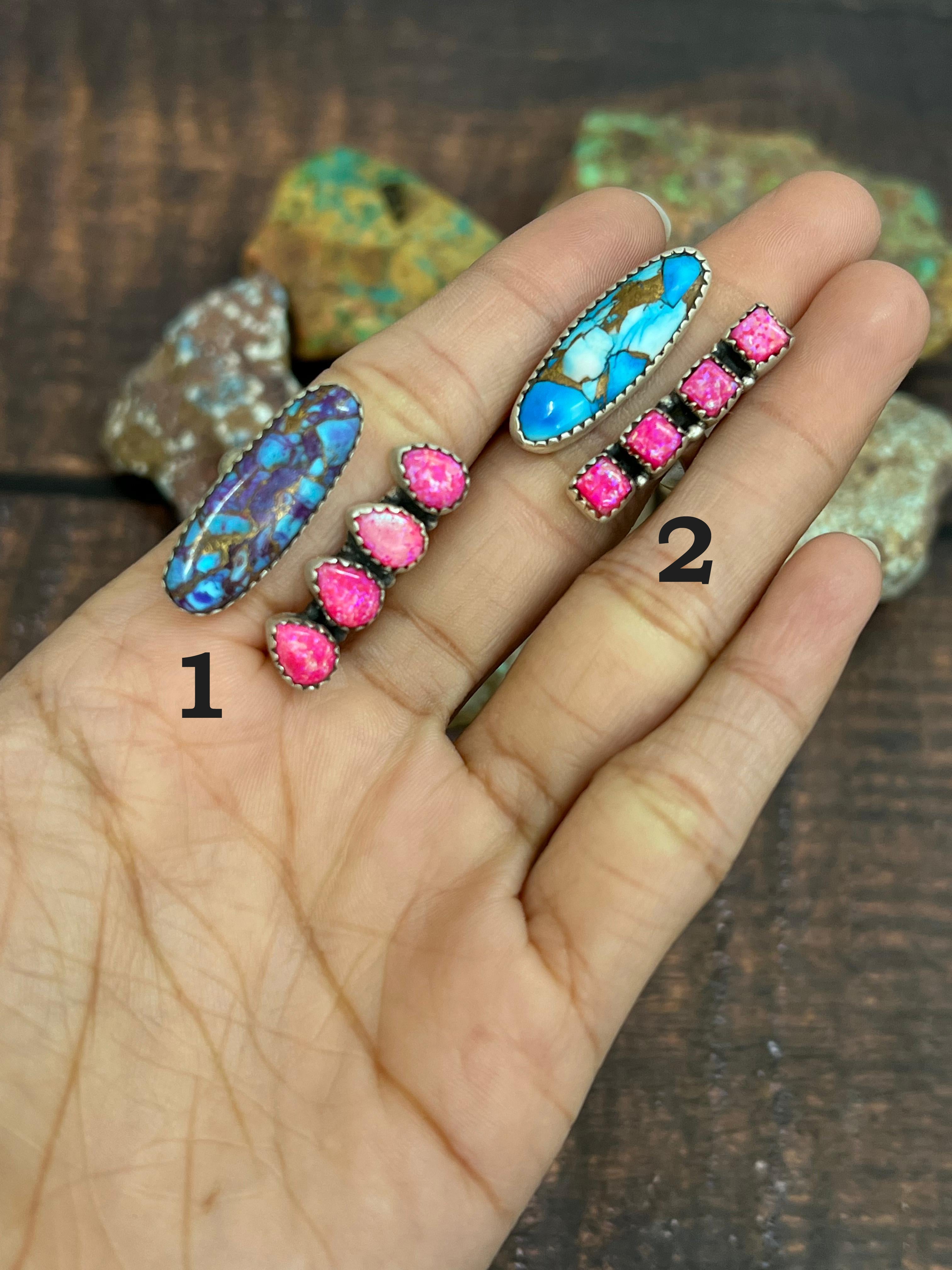 Handmade Sterling Silver Multistone Adjustable Ring with Signed Nizhoni