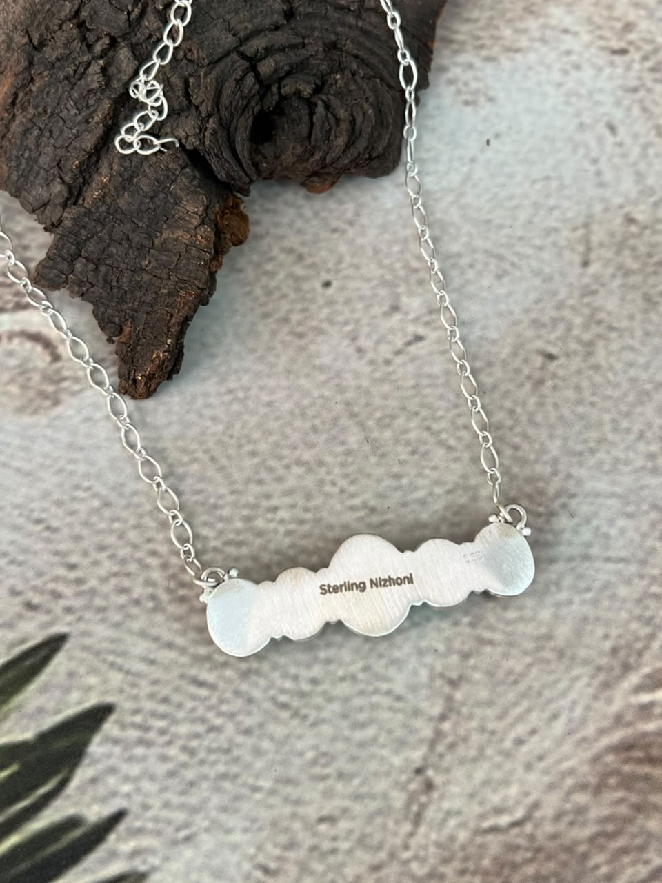 Handmade Sterling Silver Number 8 Turquoise Necklace Signed Nizhoni
