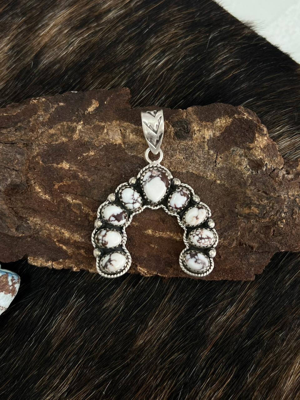 Handmade Sterling Silver Wildhorse Magnesite Pendant "Signed Nizhoni"