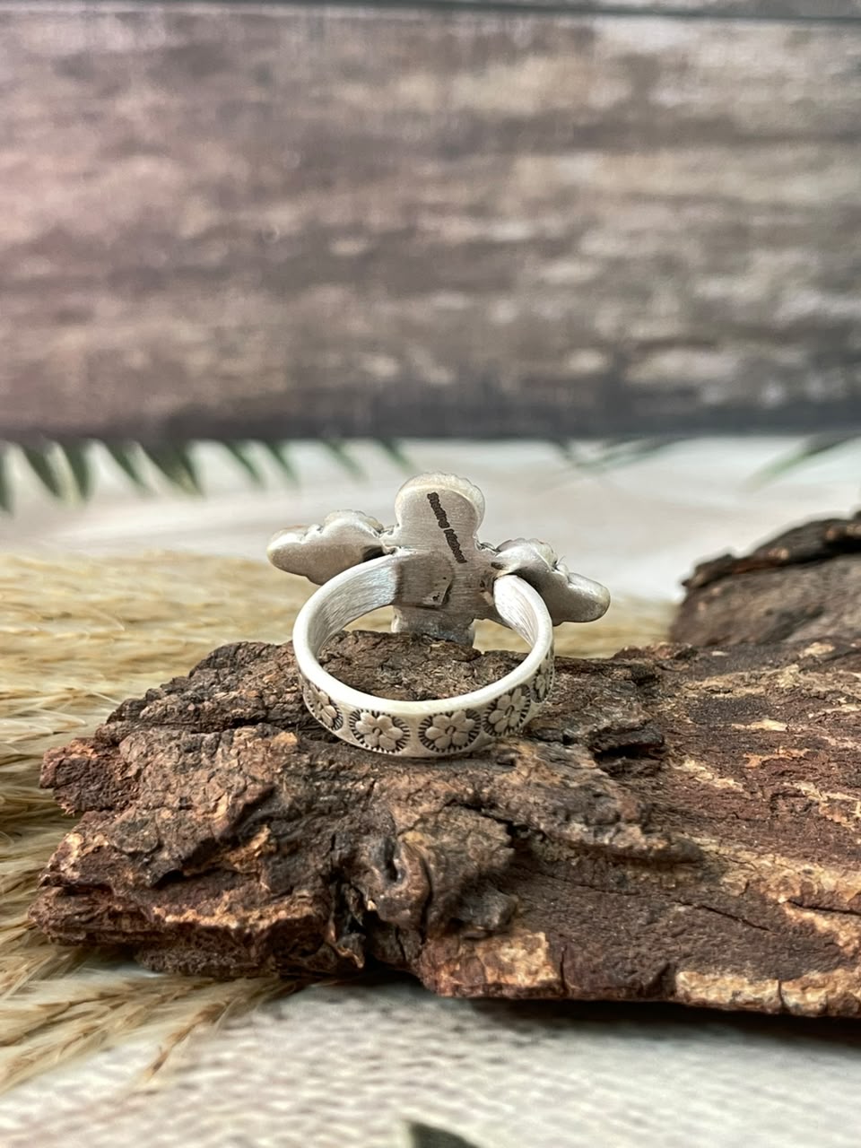 Handmade Sterling Silver Orange Mojave with Kingman Turquoise Adjustable Ring Signed Nizhoni (6)