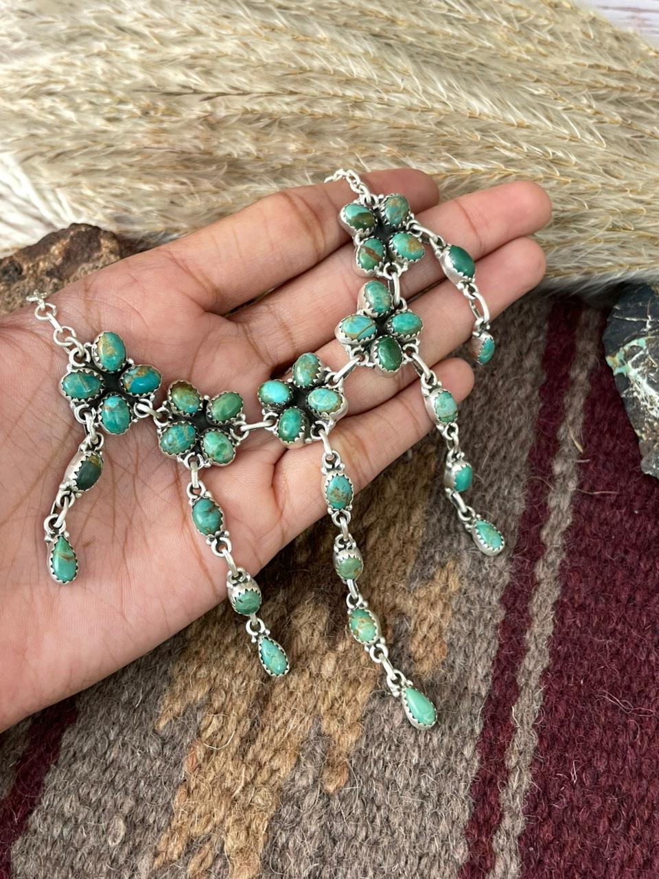 Handmade Sterling Silver Kingman Turquoise Necklace "Signed Nizhoni"