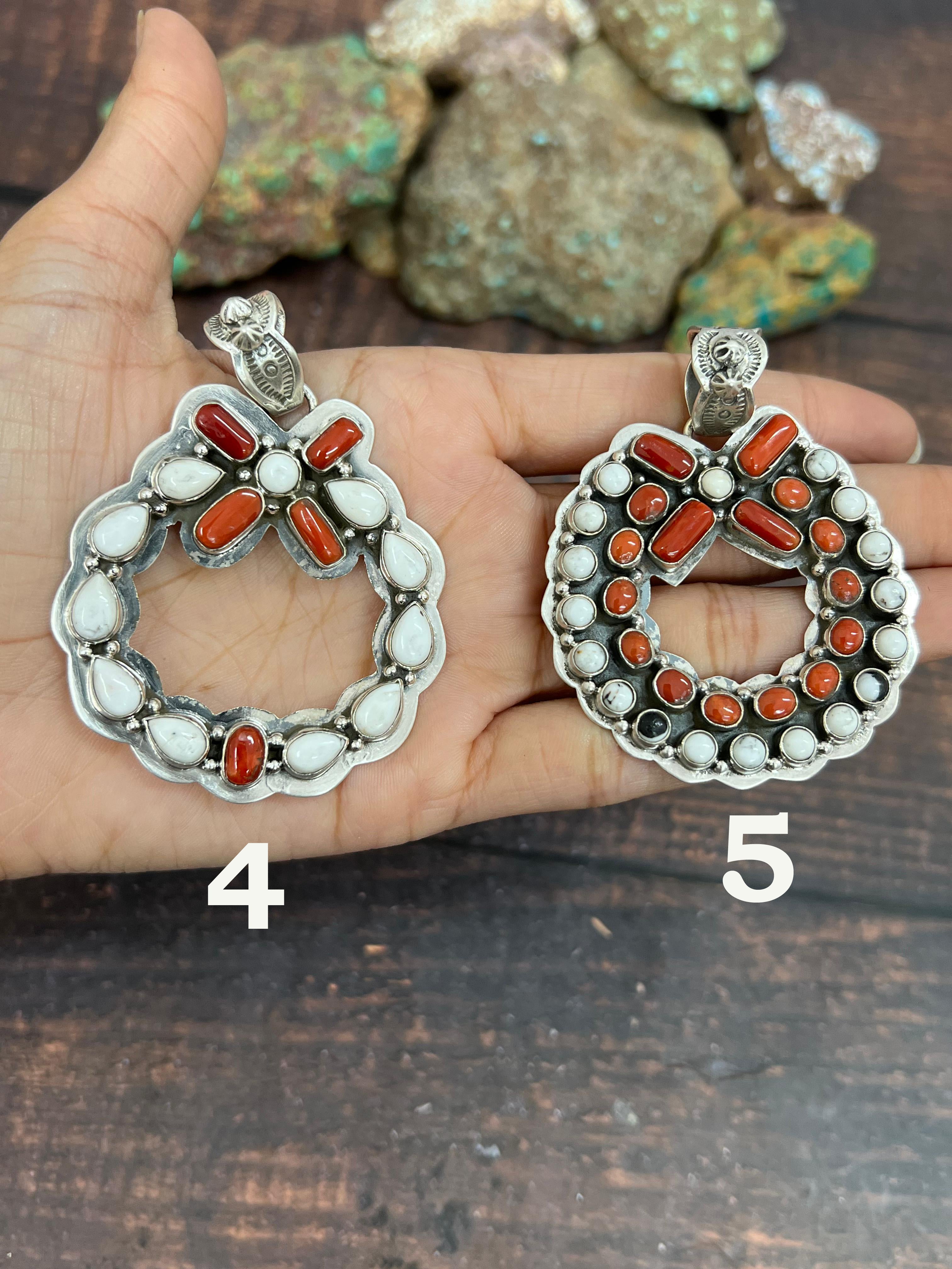 Handmade Sterling Silver Multi Stones Pendant, Signed Nizhoni