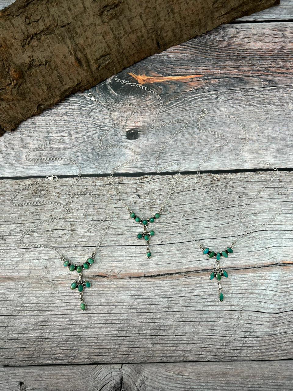 Handmade Sterling Silver Kingman Turquoise Necklace "Signed Nizhoni"