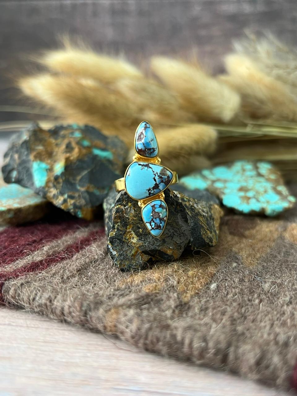 “The Golden Collection” Natural Golden Hills Turquoise Adjustable Ring