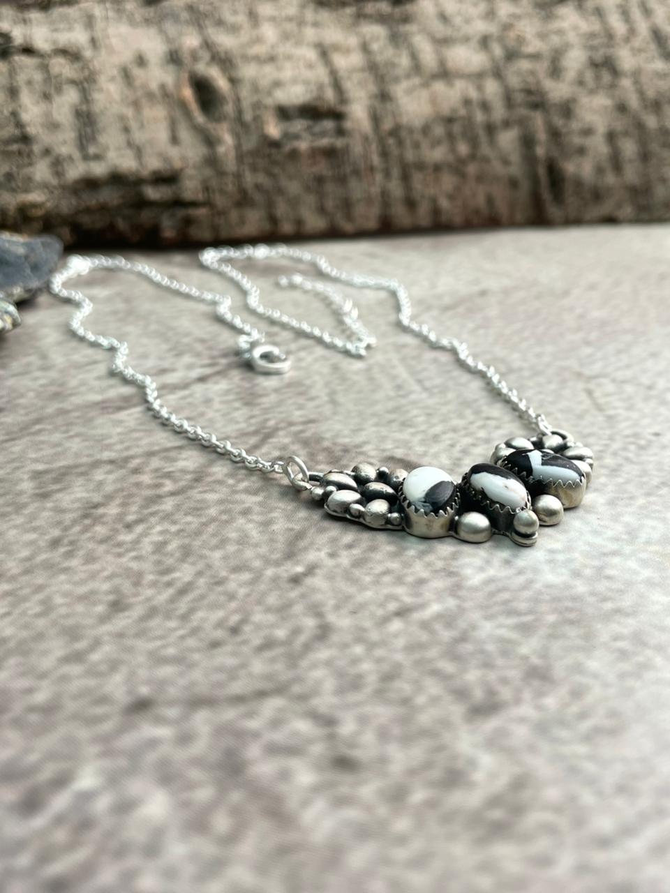 Handmade Sterling Silver White Buffalo Necklace "Signed Nizhoni"