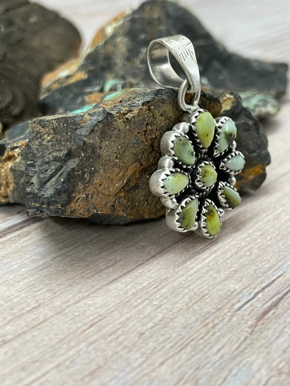 Handmade Sterling Silver Palomino Turquoise Pendant " Signed Nizhoni"