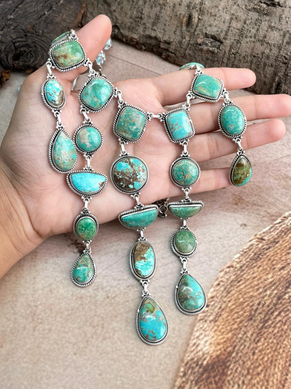 Handmade Sterling Silver Mantis Turquoise Necklace with Signed Nizhoni