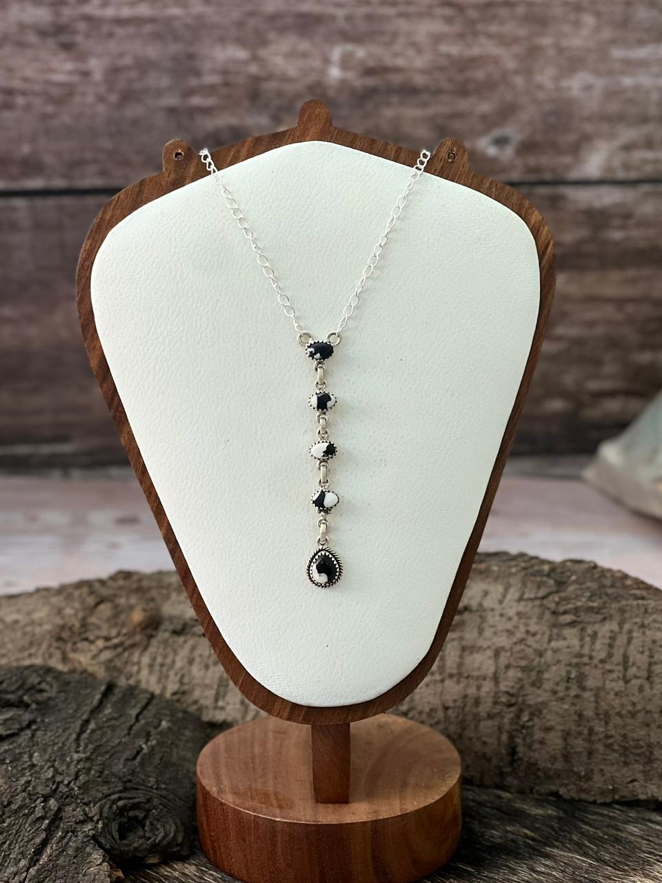 Handmade Sterling Silver White Buffalo Necklace "Signed Nizhoni"