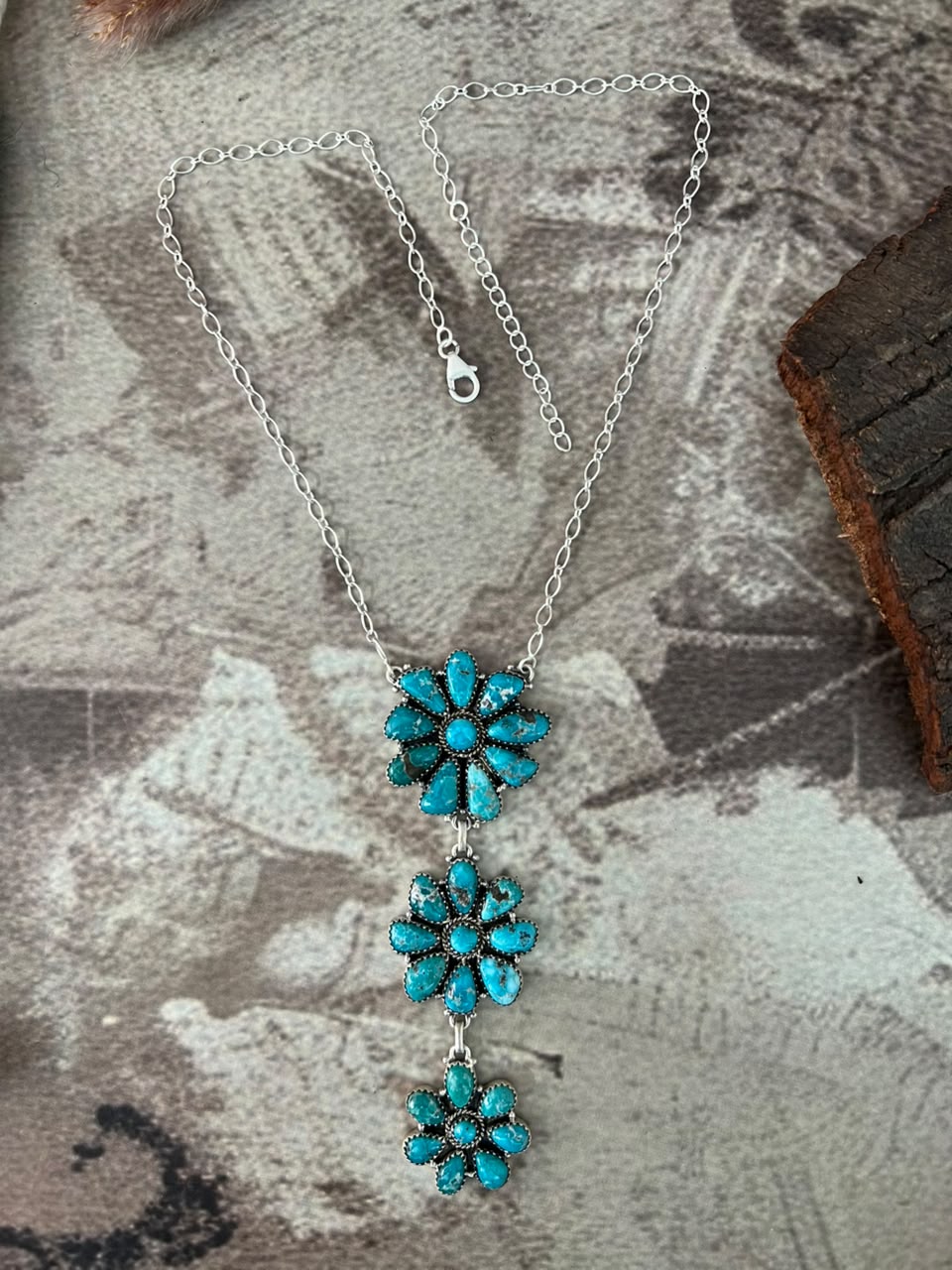 Handmade Sterling Silver White Water Turquoise Necklace Signed Nizhoni