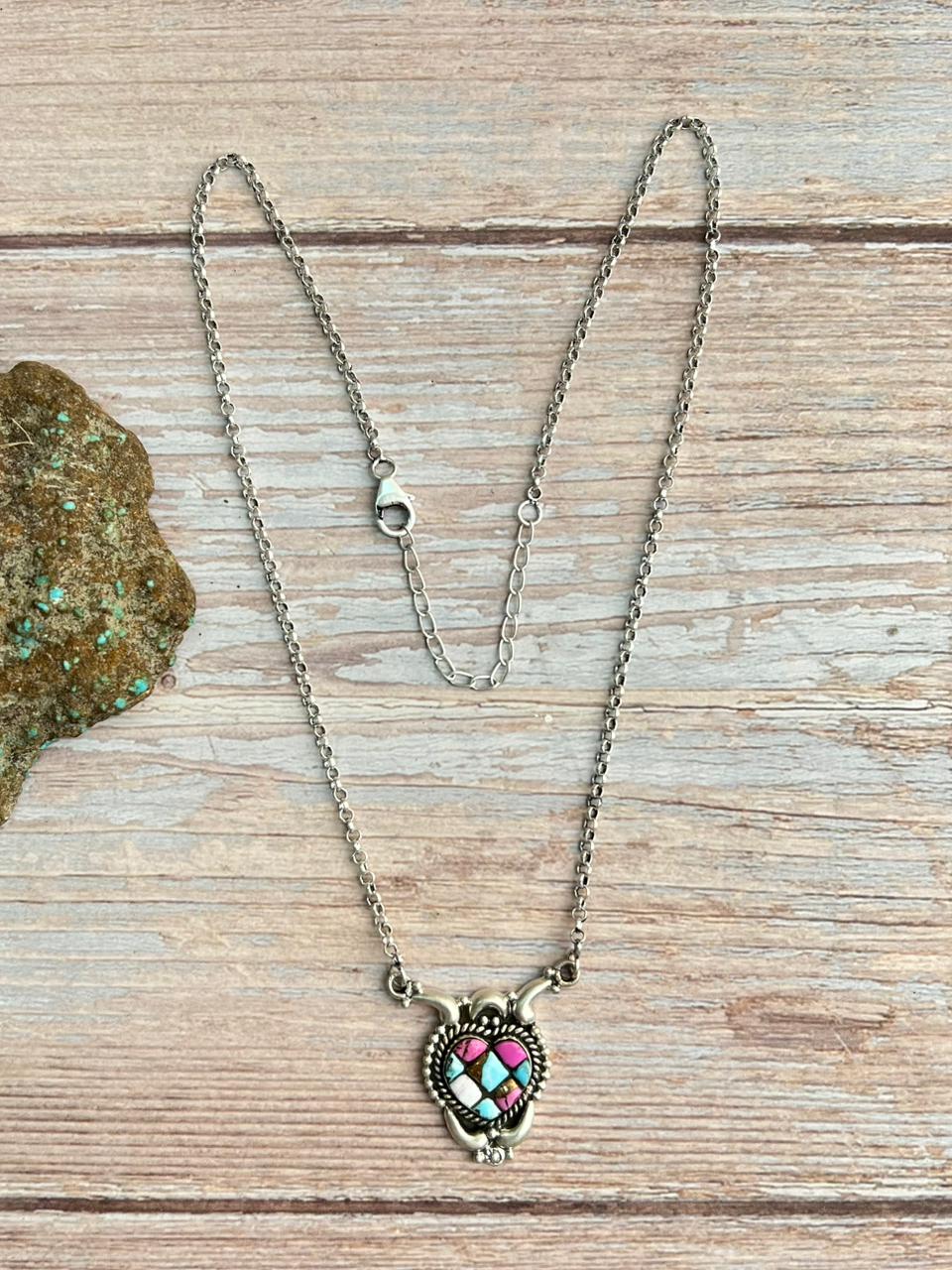 Handmade Sterling Silver Cotton Candy Necklace "Signed Nizhoni"