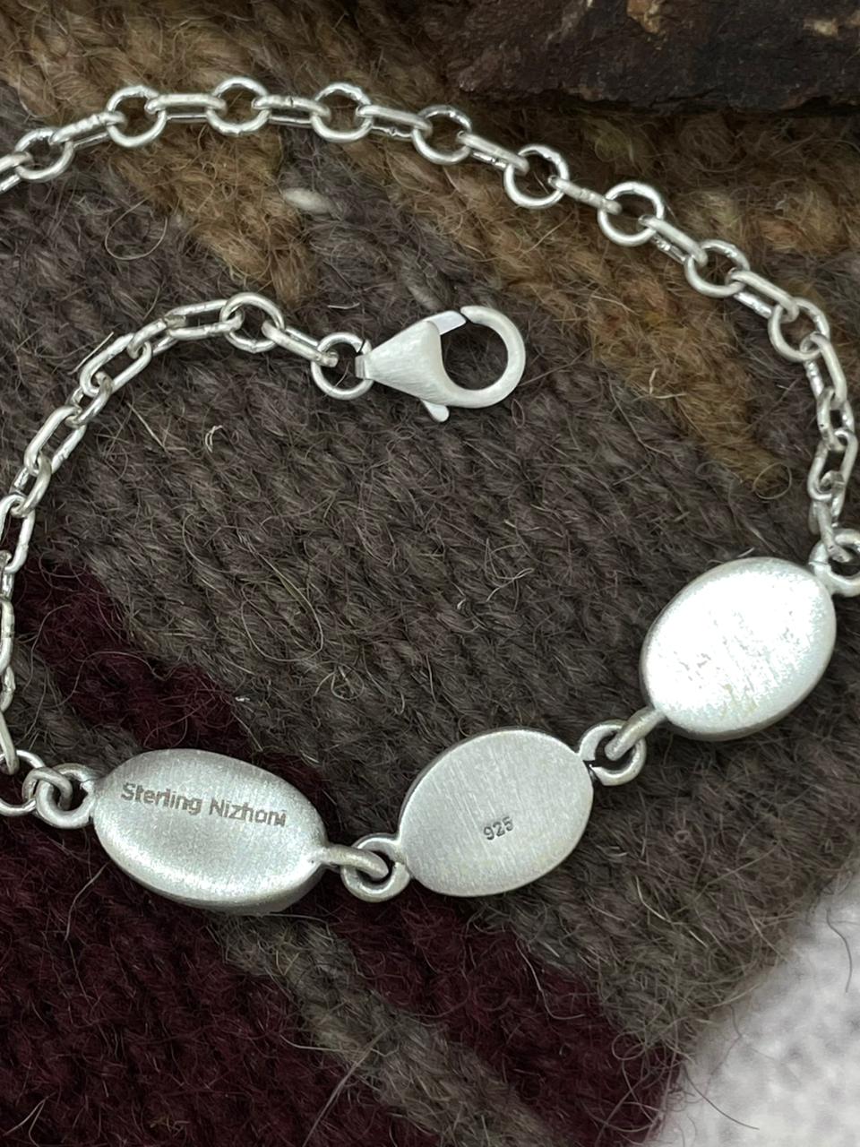 Handmade Sterling Silver Multi Stone Chain Bracelet "Signed Nizhoni"