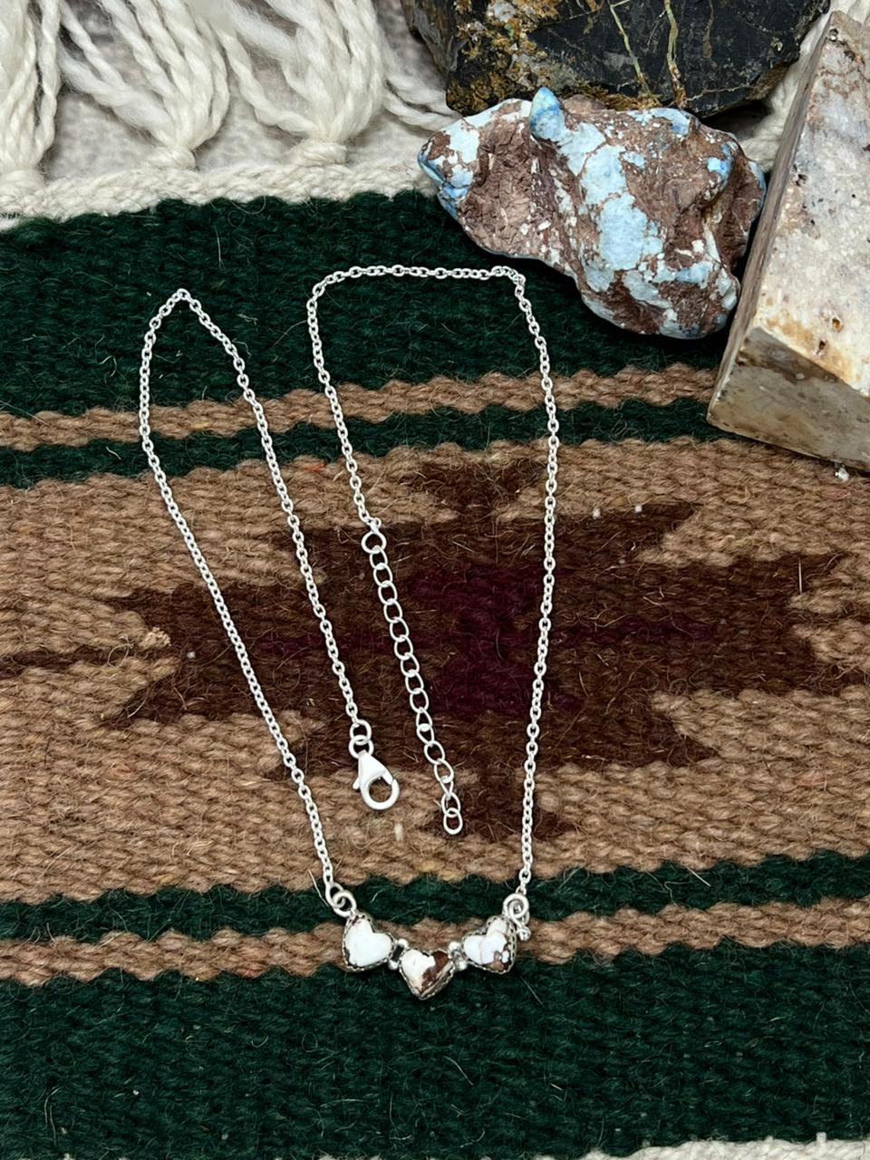 Handmade Sterling Silver Wild Horse Magnesite Necklace "Signed Nizhoni"