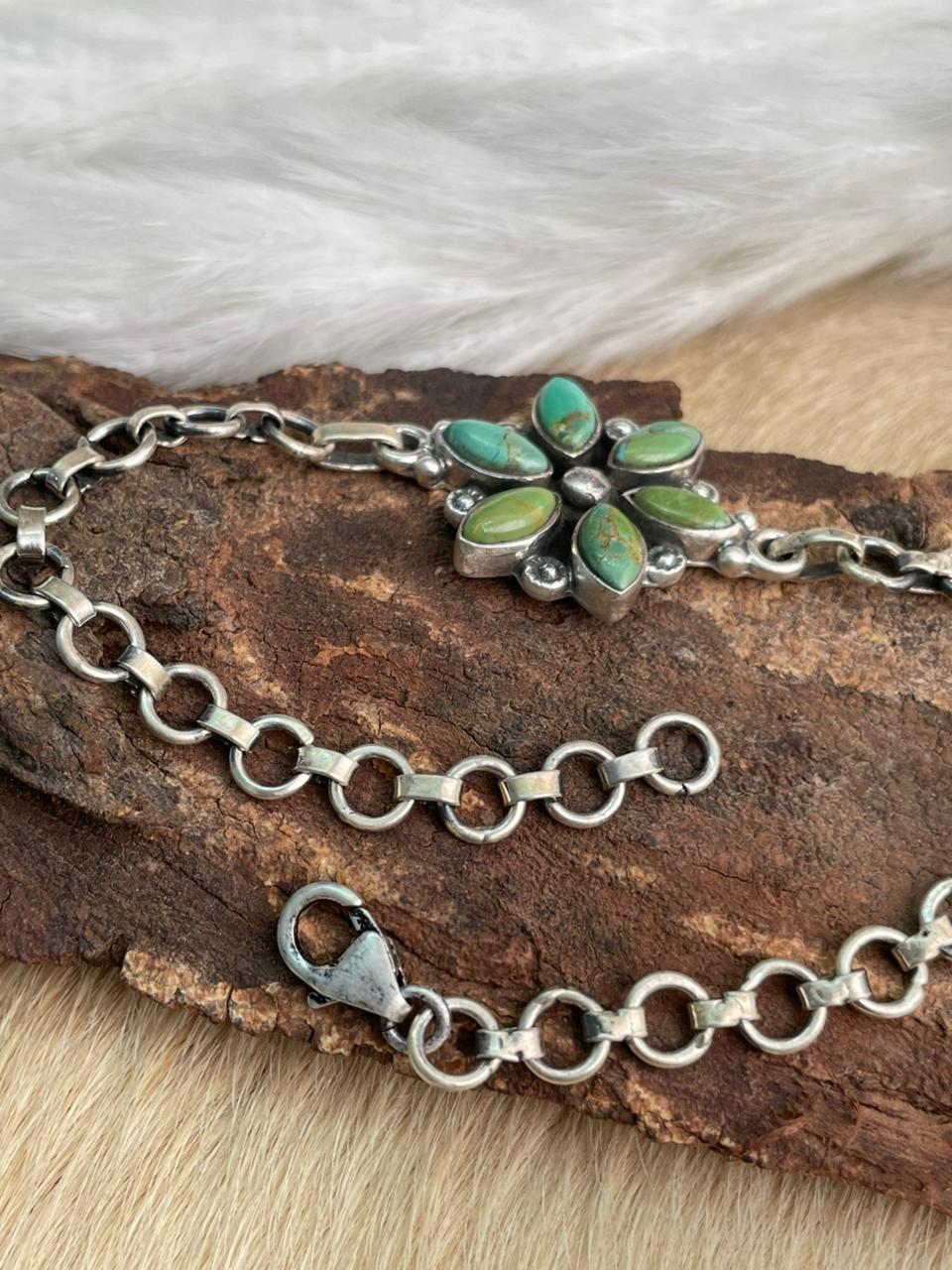 Handmade Sterling Silver Kingman Turquoise Bracelet "Signed Nizhoni"