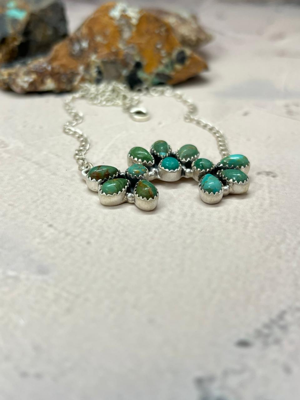 Handmade Sterling Silver Kingman Turquoise Necklace "Signed Nizhoni"