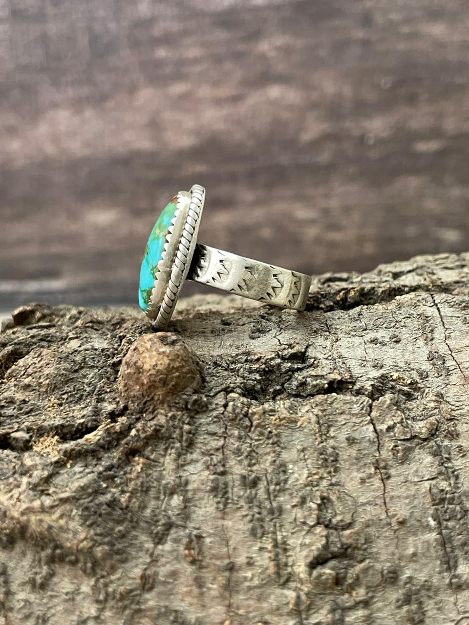 Handmade Sterling Silver Sonoran Mountain Turquoise Adjustable Ring "Signed Nizhoni"