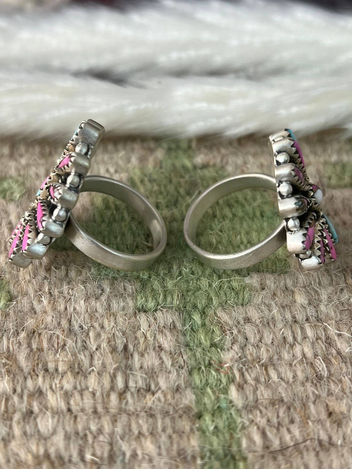Handmade Sterling Silver Cotton Candy Adjustable Ring "Signed Nizhoni"