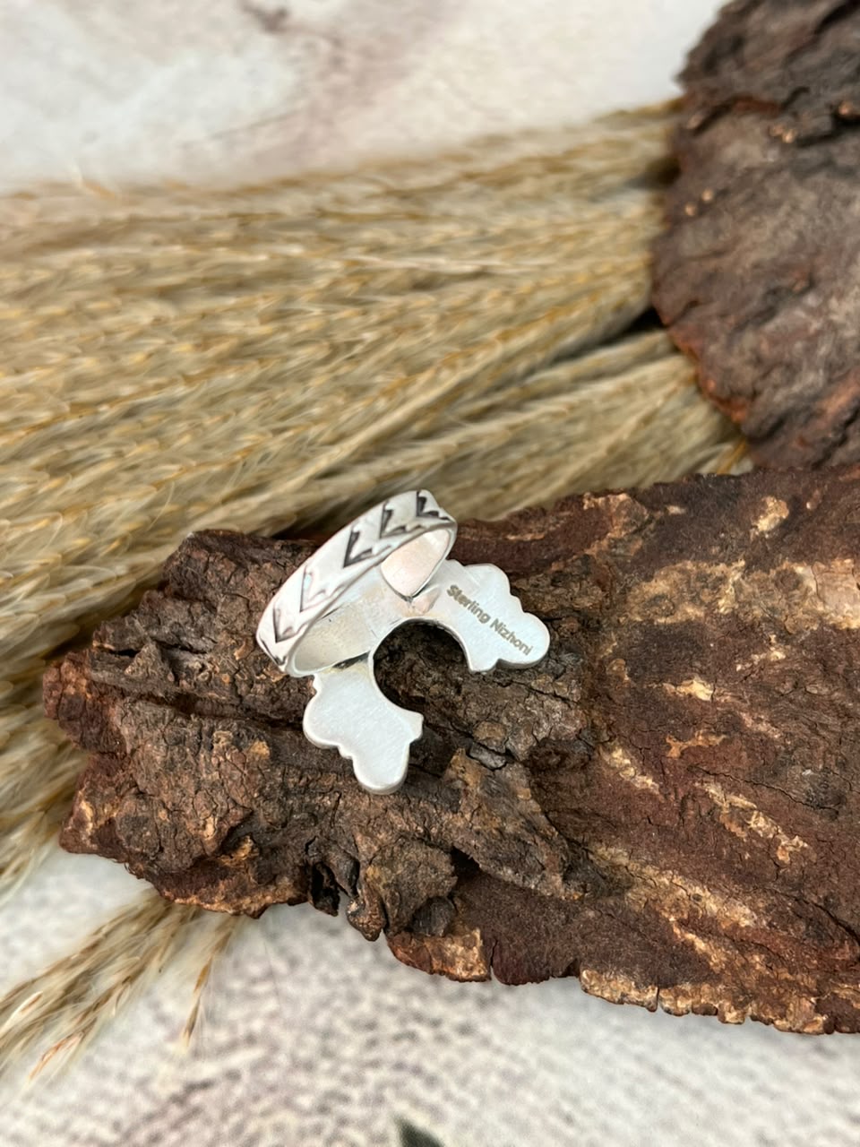 Handmade Sterling Silver Wildhorse Magnesite with Kingman Turquoise Adjustable Ring Signed Nizhoni