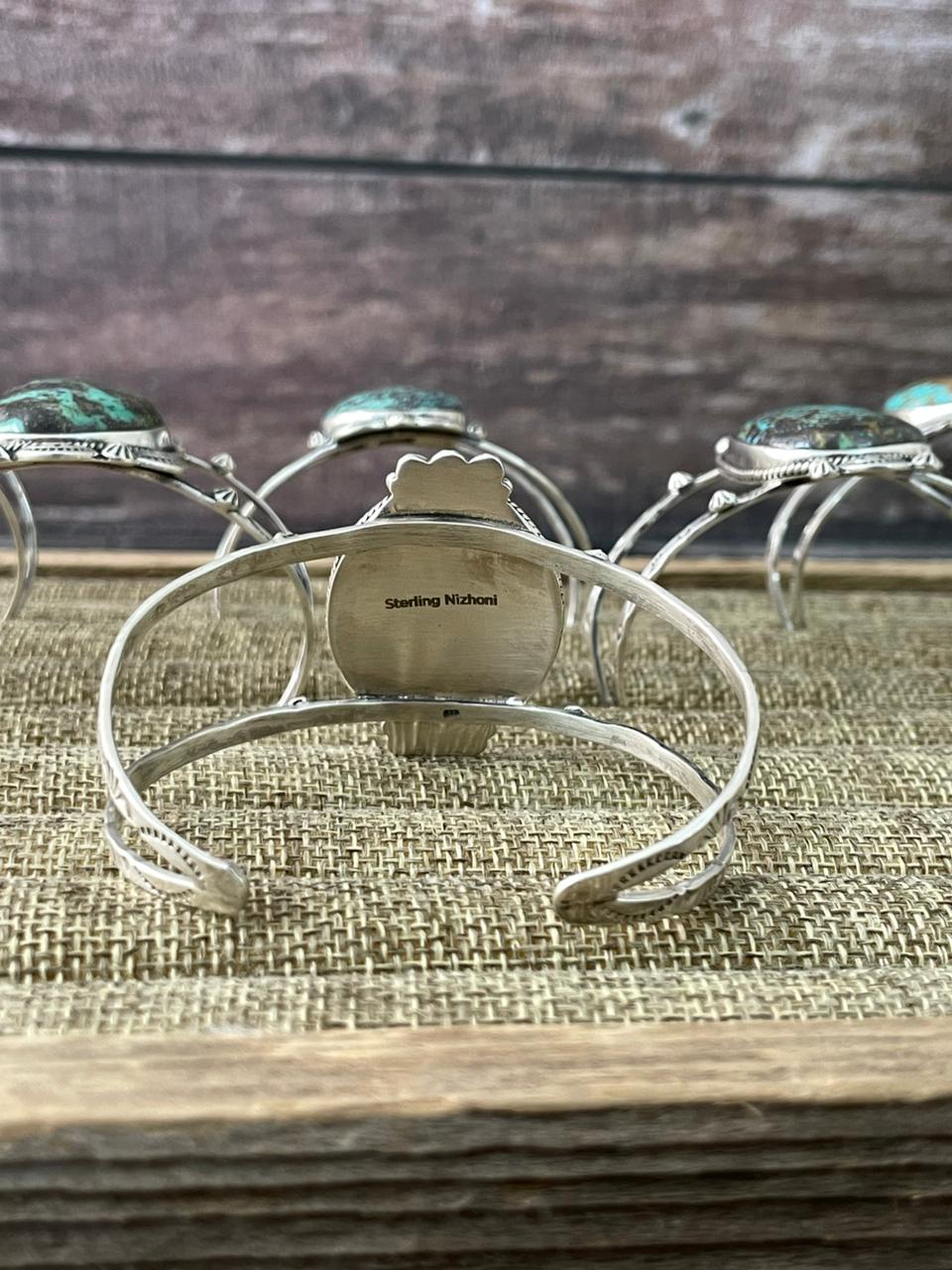 Handmade Sterling Silver Royston Turquoise Cuff Bracelet "Signed Nizhoni"