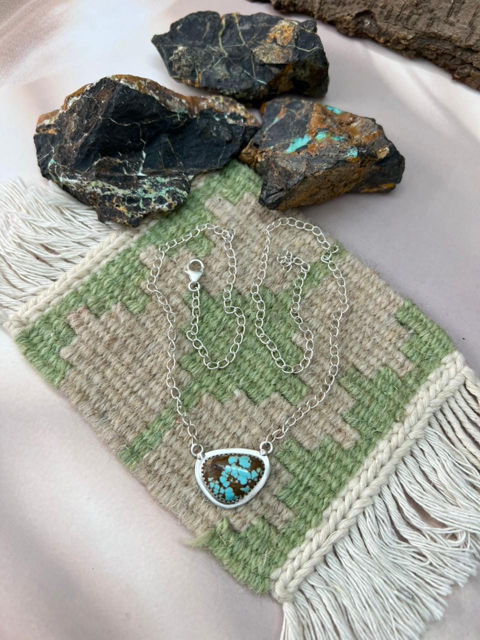 Handmade Sterling Silver Number 8 Turquoise Necklace "Signed Nizhoni"