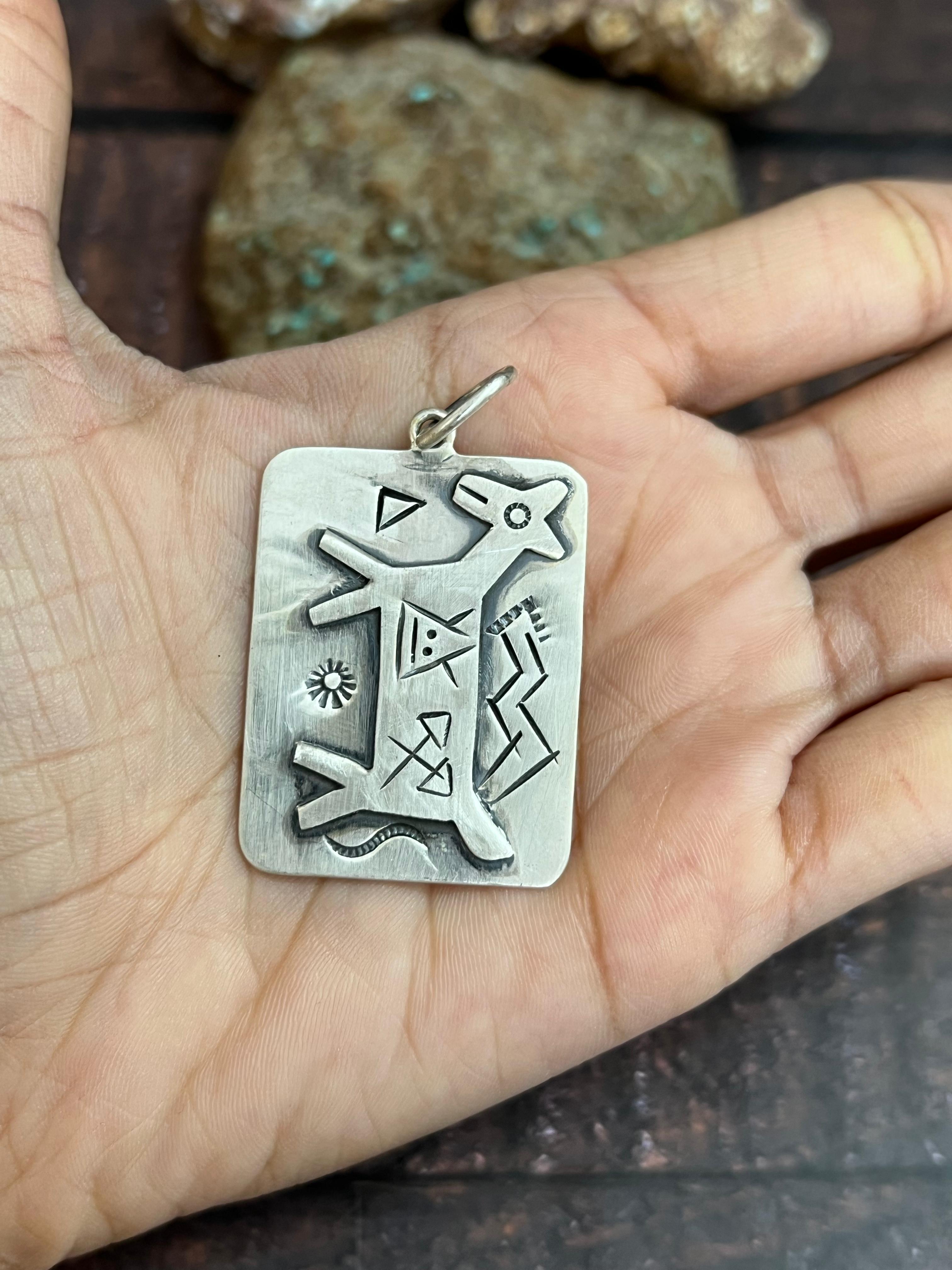 Handmade Sterling Silver Pendant with Signed Nizhoni