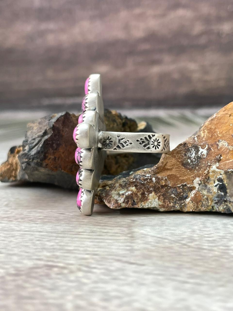 Handmade Sterling Silver Cherry Blossom Adjustable Ring "Signed Nizhoni"