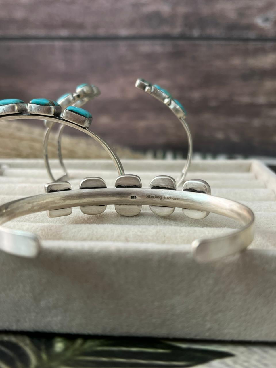 Handmade Sterling Silver Santa Maria Turquoise Bracelet "Signed Nizhoni"