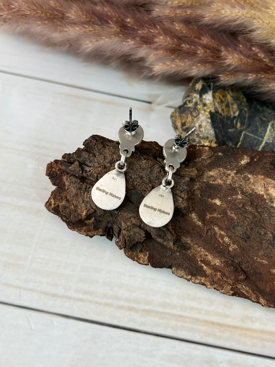 Handmade Sterling Silver Cotton Candy Post Dangle Earrings Signed Nizhoni